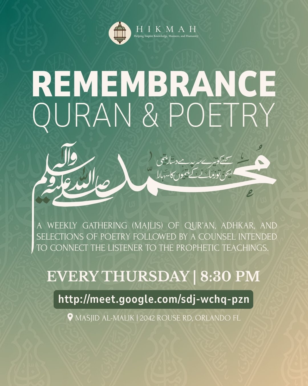 Thursday Dhikr flyer